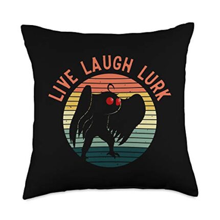 Mothman Cryptid Apparel Mothman Live Laugh Lurk Throw Pillow, 18x18, Multicolor