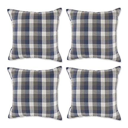 DII Throw Pillow Cover Collection Decorative Square, 18x18, French Blue Tri-Color, 4 Piece